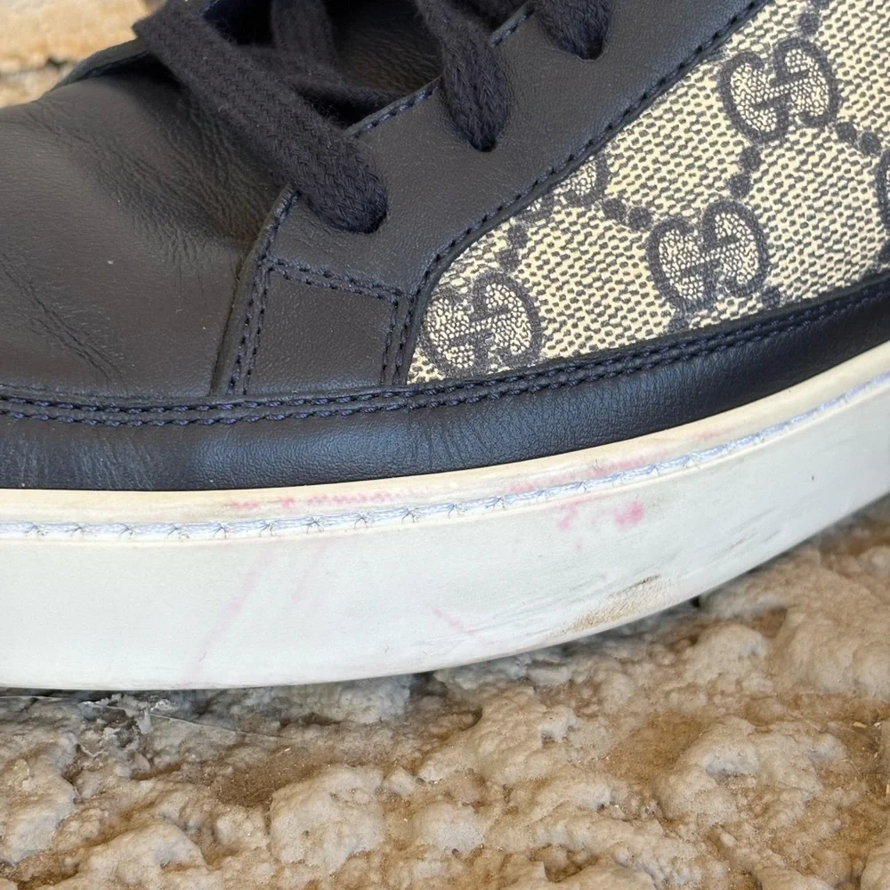 Gucci Men’s Blue & Beige GG Supreme Canvas High-Top Sneakers Size 6G - Picture 10 of 14
